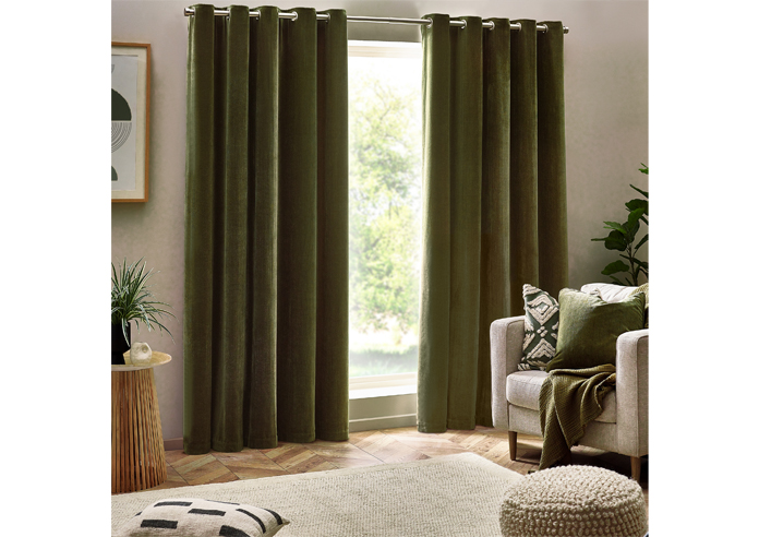 Heavy Chenille Eyelet, Olive - Ready Made Curtains - Image 7